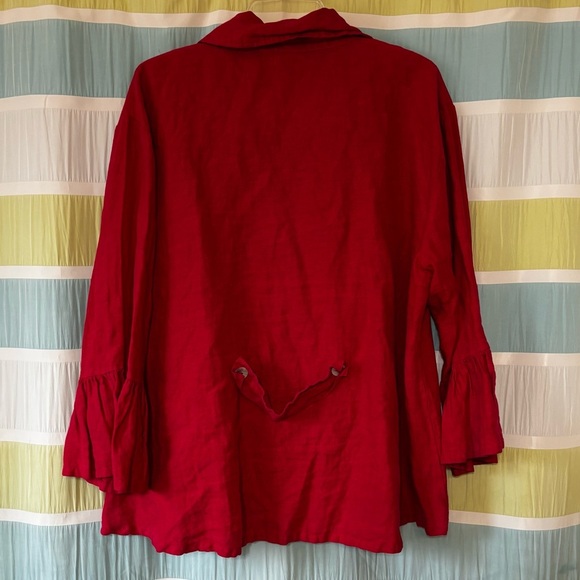 bryn Walker Linen Jacket Peter Pan Collar Bell Sleeve Sz Medium - Picture 10 of 12